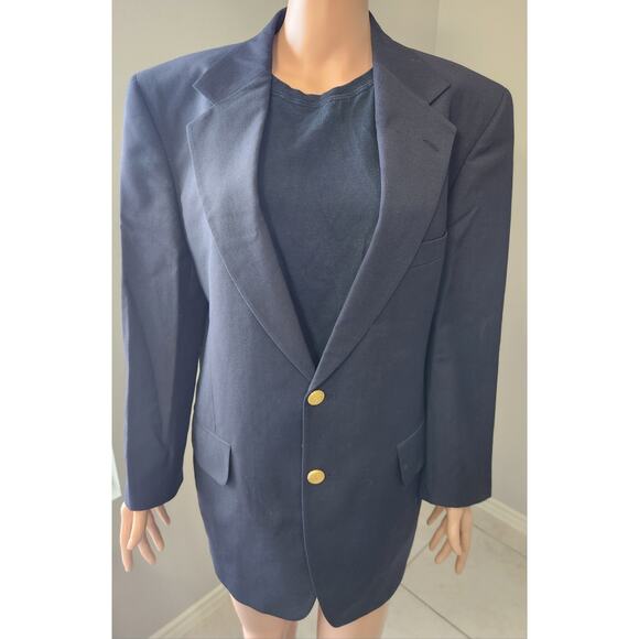 Nordstrom Other - Nordstrom 40S Navy Blazer Gold Buttons 100% Wool Italian Preppy Sport Coat